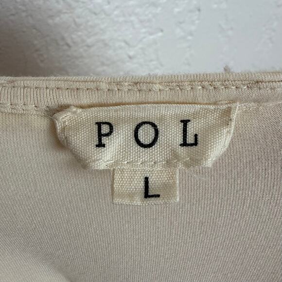 POL Lace Trim Crisscross Neckline Sleeveless Tank Top Flowy Boho Size Large - Picture 4 of 5